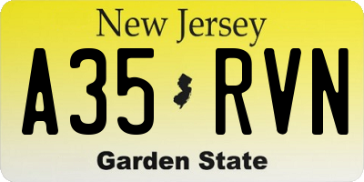 NJ license plate A35RVN