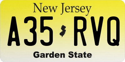 NJ license plate A35RVQ