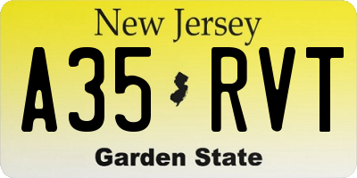 NJ license plate A35RVT