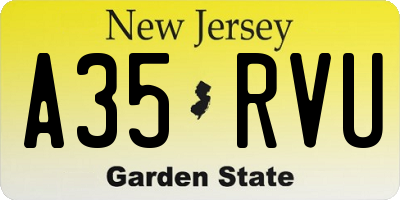 NJ license plate A35RVU