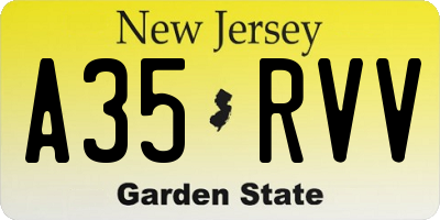 NJ license plate A35RVV