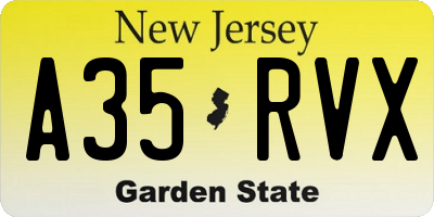 NJ license plate A35RVX