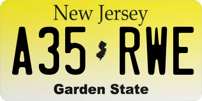 NJ license plate A35RWE