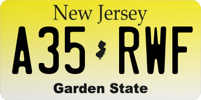 NJ license plate A35RWF