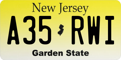 NJ license plate A35RWI