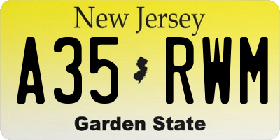 NJ license plate A35RWM