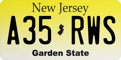 NJ license plate A35RWS
