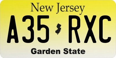 NJ license plate A35RXC