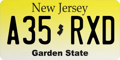 NJ license plate A35RXD