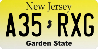 NJ license plate A35RXG