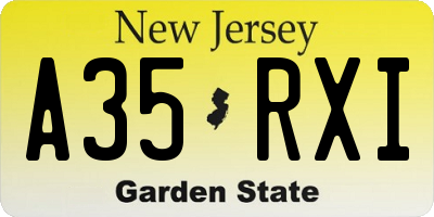 NJ license plate A35RXI