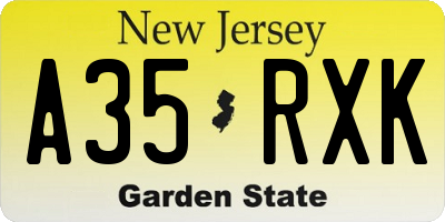 NJ license plate A35RXK