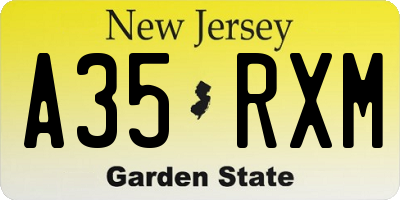 NJ license plate A35RXM