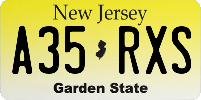NJ license plate A35RXS
