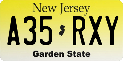 NJ license plate A35RXY