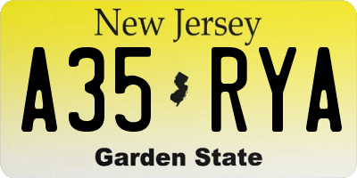 NJ license plate A35RYA