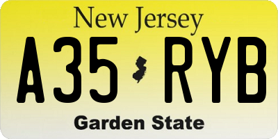NJ license plate A35RYB