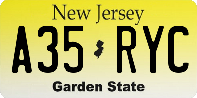 NJ license plate A35RYC