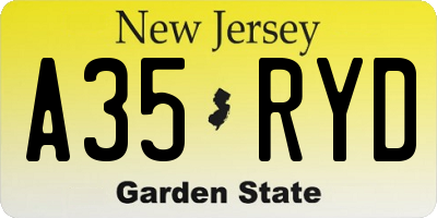 NJ license plate A35RYD