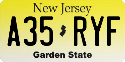 NJ license plate A35RYF