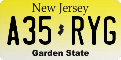 NJ license plate A35RYG
