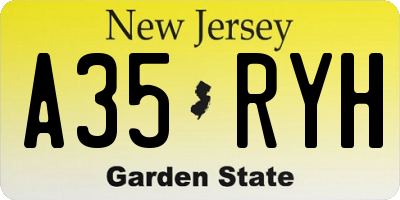 NJ license plate A35RYH