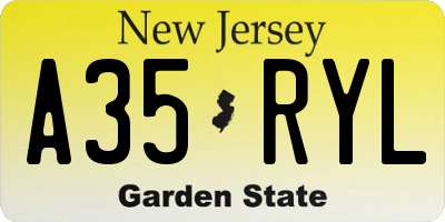 NJ license plate A35RYL