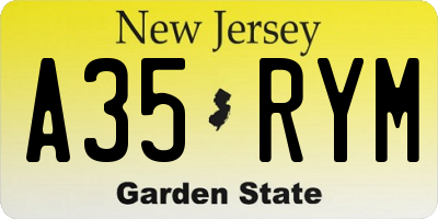 NJ license plate A35RYM