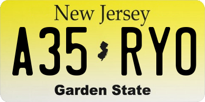 NJ license plate A35RYO