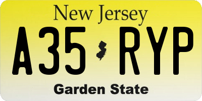 NJ license plate A35RYP