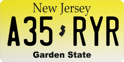 NJ license plate A35RYR
