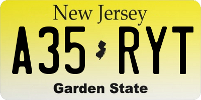NJ license plate A35RYT