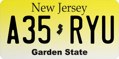 NJ license plate A35RYU