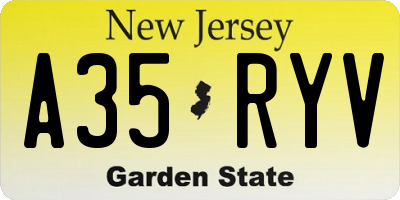 NJ license plate A35RYV