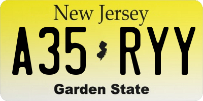 NJ license plate A35RYY