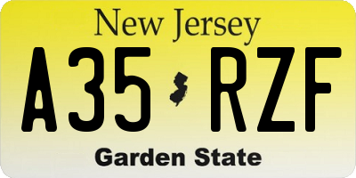 NJ license plate A35RZF