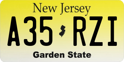 NJ license plate A35RZI