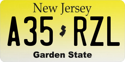 NJ license plate A35RZL
