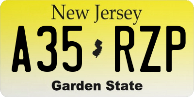 NJ license plate A35RZP