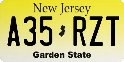 NJ license plate A35RZT
