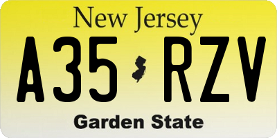 NJ license plate A35RZV
