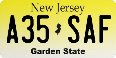 NJ license plate A35SAF