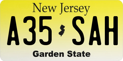 NJ license plate A35SAH