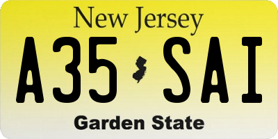 NJ license plate A35SAI