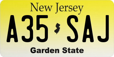 NJ license plate A35SAJ