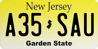 NJ license plate A35SAU