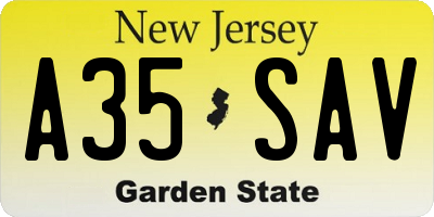 NJ license plate A35SAV
