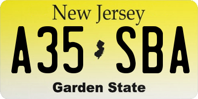 NJ license plate A35SBA