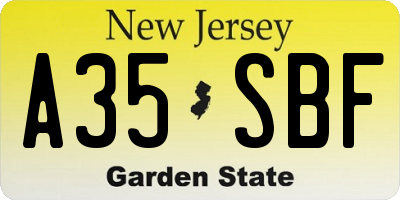 NJ license plate A35SBF