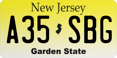 NJ license plate A35SBG